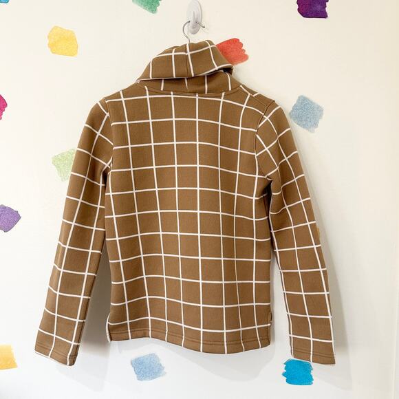 S J.Crew Factory Brown White Grid Print Turtle Neck Heavy Sweater - Picture 2 of 4